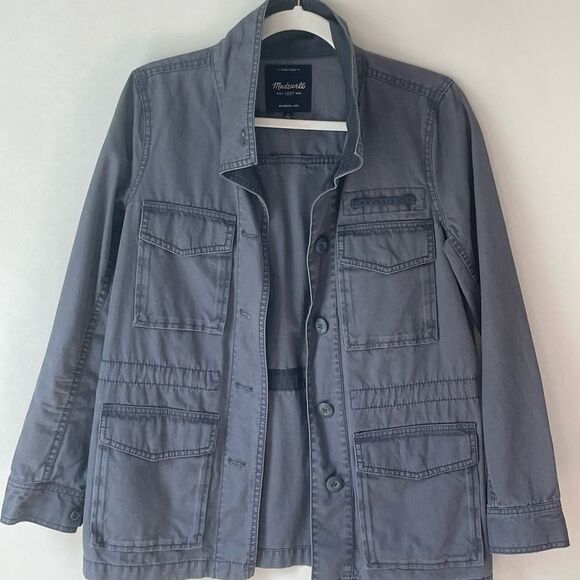 Women's Madewell Washed Gray Canvas Jacket sz. S #AM - Picture 3 of 12